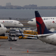 Delta Airlines passenger aircrafts are seen on the tarmac of John F. Kennedy International Airpot in New York.